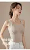 Ropa interior térmica de estilo largo hecha de seda de morera y cachemira con copas interiores fijas, terciopelo alemán, chaleco forrado de forro polar de invierno para mujer, capa base adelgazante y moldeadora del cuerpo