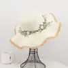 Chapéu de Palha de Verão para Mulheres, Chapéu de Praia Estilo Fresco, Chapéu de Sol para Passeios, Chapéu com Coroa de Folhas de Salgueiro para Proteção Solar, Chapéu de Férias, Chapéu de Aba Larga