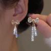 Pendientes de cristal de circonita con microlazo, elegantes y modernos, con diseño coreano de nueva moda, con pasador de plata.