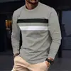 Camisetas de Manga Larga para Hombre con Bloques de Color Otoño e Invierno Europeas y Americanas, Cuello Redondo, Tops Casuales Cortavientos, Camisetas Deportivas
