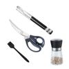 Barbacoa estilo coreano juego de cuatro piezas tijeras para barbacoa pinza botella para condimento molinillo pinza para alimentos utensilio para barbacoa