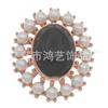 Fabricantes transfronterizos de hebillas de diamantes de aleación de perlas ovaladas, joyería artesanal, bolso con lazo plano, accesorios con placa de flores