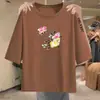 Camiseta de manga corta a media manga para mujer de comercio exterior transfronterizo, talla grande holgada para mujeres de talla grande, disimula la barriga y oculta la grasa, top adelgazante de manga media