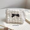 Bolsa Cosmética Multifuncional Coreana con Encaje, Plisados y Lazo, Gran Capacidad, Portátil para Mujer, Toalla para Tía, Lápiz Labial, Monedero