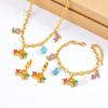 Aretes de Arcoíris con Letra Inglesa de Dibujos Animados Lindo Goteo de Pegamento Hebilla Flor Turquesa Elemento Mezcla y Combina Collar Pulsera traje Mujeres
