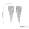 Pendientes de plata con aguja estilo europeo y americano con diamantes y circonitas, pendientes de borla triangular, únicos y de moda, pendientes versátiles y exquisitos para mujer