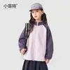 Top de Otoño Nuevo Colorido con Bloques de Color y Cuello Alto Xiaofei para Niñas, Ropa Casual para Niñas Mayores