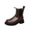 Botines Chelsea Cortos para Mujer, Estilo Nuevo Otoño/Invierno 2026, Cuero Suave Texturizado, Banda Elástica, Suela Gruesa, Tacón Grueso