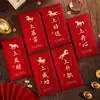 2026 Ano Novo do Cavalo Envelope Vermelho Bolsa Criativa Zodíaco Universal Vinho Tinto Ano Novo Pacote de Dinheiro da Sorte Pacote Vermelho