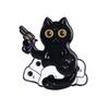 Broche de Halloween con forma de calavera de gato negro y murciélago, diseño creativo y bonito, estilo europeo y americano