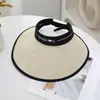 Nuevo Sombrero de Paja Casual Abierto de Verano para Mujer, Sombrero de Sol de Ala Ancha Resistente a los Rayos UV, Sombrero de Sol para Exteriores
