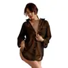 Lencería Tallas Grandes Puro Deseo Uniforme de Secretaria Tentación Transparente Visible Camisa de Novio Camisola Hombros Descubiertos Camisa Sexy