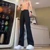 Calça Social Preta Reta com Efeito de Caimento de Alto Padrão, Levemente Flare, Estilo Masculino, Primavera e Outono, Comprimento Estendido, Calça Casual para Terno