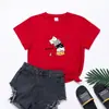 Camiseta de mujer verano Comercio exterior Cuello redondo Gato de dibujos animados japonés lindo Estampado manga corta Camiseta de mujer Cuello redondo