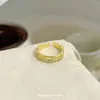 Anillo de Bambú de Doble Capa con Circonita de Gama Alta para Mujer, Diseño de Nicho de Lujo Ligero, Exquisito y Moderno, Anillo Abierto Versátil