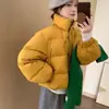 Jaqueta de Algodão com Zíper Estilo Coreano Gola Alta Inverno Nova Espessa Solta Quente Acolchoada Jaqueta Pão Outerwear Petite Feminino