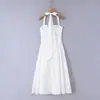 Vestido Largo de Marca Z para Ceñir la Cintura, Suave, Elegante y de Estilo Puro Europeo y Americano con Espalda Descubierta, Mismo Estilo que el Vestido de Vacaciones con Cuello Halter Za