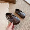 Zapatos Mary Jane de niño estilo brogue retro en forma de T, zapatos de piel para bebé, zapatos de princesa para niña, zapatos individuales Birkenstock para niña para otoño