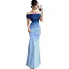Amazon 2026 Comercio Exterior Transfronterizo Europeo y Americano Nueva Moda Gradiente Manga Corta Hombros Descubiertos Bodycon Vestido Largo