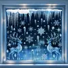 Decoraciones navideñas, nieve y hielo cálidos de invierno, renos, pegatinas de vidrio de Santa Claus, muñeco de nieve, pegatinas electrostáticas de árbol de Navidad