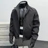Jaqueta de retalhos desconstruída estilo americano com gola alta para homens, casaco aviador de outono com três proteções, corta-vento estiloso e de corte solto