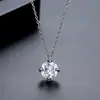 Collar de Mujer Jinzhe con Colgante de Zirconia con Diamante Único de Cuatro Garras Nuevo Modelo de Moda Simple Versátil Europeo y Americano Venta al por Mayor en Stock