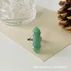 Anel de cristal rosa 8*31 coluna hexagonal dupla ponta incrustado jade ágata anel de amantes vivos processamento personalizado