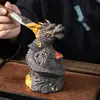 Adorno de Mascota de Té de Arcilla Púrpura del Año Nuevo del Dragón para la Riqueza y la Prosperidad, Diseño de Dragón Dorado, Juego de Té Creativo, Adecuado para la Decoración de la Mesa de Té