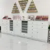 Armário de Exposição para Salão de Unhas, Armário de Unhas, Armário de Chão, Armário de Armazenamento de Esmalte e Cola para Unhas, Armário de Parede, Placa de Cores de Esmalte, Armário Lateral para Unhas