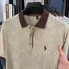 (Alta calidad) Nueva Camisa Polo Transfronteriza para Hombre, Color Sólido, Casual de Negocios, Corte Ajustado, Tejida, Cuello Campana, Manga Corta, Diseño de Caballo