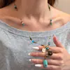 Estilo Étnico Bohemio Retro Hoja Corte Largo Geométrico Cadena para Clavícula Estilo Zen Versátil Cadena Personalizada para Suéter