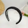 Diadema de Tela a Cuadros Transfronteriza Europea y Americana de Amazon con Pedrería Grande y Pequeña, Accesorio para el Cabello de Moda con Pedrería Acrílica para Lavado y Cuidado de la Piel