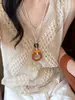 Collar Bohemio de Cuerda de Cuero, Resina y Madera con Diseño Vintage, Cadena para Clavícula Estilo Festivo, Joyería de Lujo Ligero de Nicho para Mujeres