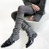 Diseño Otoño e Invierno Botón Estilo Pasarela Corbata Yoga Hasta la Rodilla Versátil Adelgazante Pierna Ancha Apilado Calentadores de Piernas Calcetines para Pantorrilla