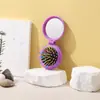 Pente de Bolso Dobrável Fofo Arco-Íris Dente de Agulha Plástico Espelho Dobrável Reto Dentes Retos Redondos Pente de Espelho Dobrável para Maquiagem Peça Única