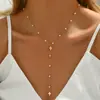 Collar de Gota de Agua con Forma de Y Transfronterizo Europeo y Americano para Mujer, Cadena de Cuello de Moda y Única, Diseño de Nicho, Nueva Joyería Elegante al por Mayor