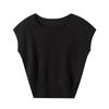 Suéter de Punto 2026 Cuello Redondo Mangas Cortas Volantes Sin Costuras Completamente Formado 100% Lana Pura para Mujer Otoño Temprano Estilo Delgado