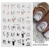 Cross-border New nail Art Sticker Bronzing Leopard Black Gold Rosa Gold Planta Linha Abstrata Unha adesiva Adesivo prego