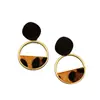 Pendientes de Geometría Simple con Estampado de Leopardo Transfronterizos Europeos y Americanos Maillard Otoño e Invierno Pendientes Sexy Nicho Retro Versátiles Mujer