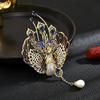 Design original colorido Phoenix broche feminino pérola natural tassel pingente indústria pesada estilo chinês corsage presente de luxo