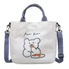 Bolsa de Lona de Osito Lindo para Mujer Estudiante Bolso de Mano para Clase Bolso Cruzado Pequeño Simple Fresco Diario Transfronterizo