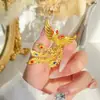 "Danza del Fénix Nueve Días" Anillo de Fénix Esmaltado Anillo Esencia Tres Anillos de Cola de Boda Dorados Anillo para Dedo de Propuesta Regalo