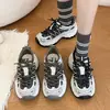 Nuevas zapatillas de papá de suela gruesa para mujer 2026, zapatillas deportivas casuales, retro, versátiles, ligeras, de malla, transpirables, negras y verdes