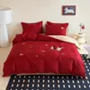 Conjunto de Quatro Peças Bordado Aplique Little Pony Classe Alta Capa de Edredom de Algodão Bordada Conjunto de Roupa de Cama Infantil Uso em Todas as Estações