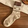 Meias de lã florais com padrão de losangos retrô para outono e inverno, comprimento até a panturrilha, espessadas para aquecimento, meias femininas estilo étnico, atacado e dropshipping disponíveis
