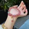 Pulsera de Cristal de Fresa Natural, Cristal Natural Rosa Dulce y Fresco, Pulsera de Energía de Buena Suerte, Joyería al por Mayor para Transmisiones en Vivo