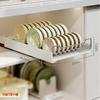 Estante de Almacenamiento Interior para Gabinete de Cocina Estante Inferior para Fregadero Estante de Almacenamiento para Utensilios de Cocina Vajilla Tazón Taza Acero Inoxidable Cesta Deslizante Estante de Almacenamiento para Condimentos
