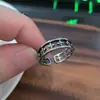 Anillo único de diseño original de flor de iris, unisex, versátil, plata tailandesa vintage, anillo abierto ajustable para el dedo índice