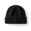 Gorro de Lana Cachemir para Mujer Estilo Japonés Circunferencia de Cabeza Grande Protección para Orejas Suelta Gorro Tejido Otoño e Invierno Nuevo Color Puro Gorro de Punto con Puño
