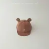 Chapéu de Bebê Primavera e Outono Aba Macia Boné com Aba Bordado de Urso Estilo Coreano Boné de Baseball para Bebês e Crianças Pequenas Fofo Versátil Chapéu de Proteção Solar